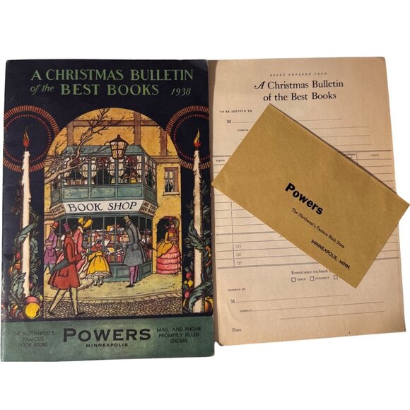 Vintage 1938 "A Christmas Bulletin Of The Best Books" catalogPowers Rare Mpls MN - Picture 1 of 16